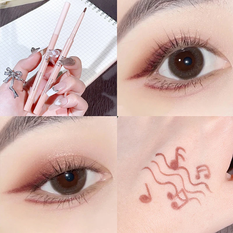 Matter, rotbrauner Eyeliner-Gelstift, ultradünn, langlebig, schnell trocknend, glatt, schwarz, weiß, Lidschatten, liegendes Seidenraupenstift-Make-up