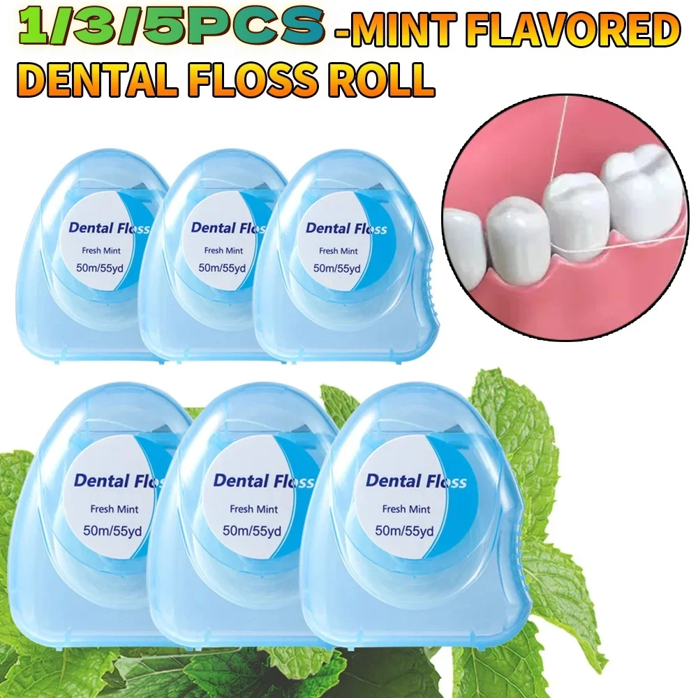 1/3/5Pcs Mint Flavored Dental Floss Compact Convenient for Cleaning Between Teeth Gaps Oral Hygiene Dental Floss Care Tool