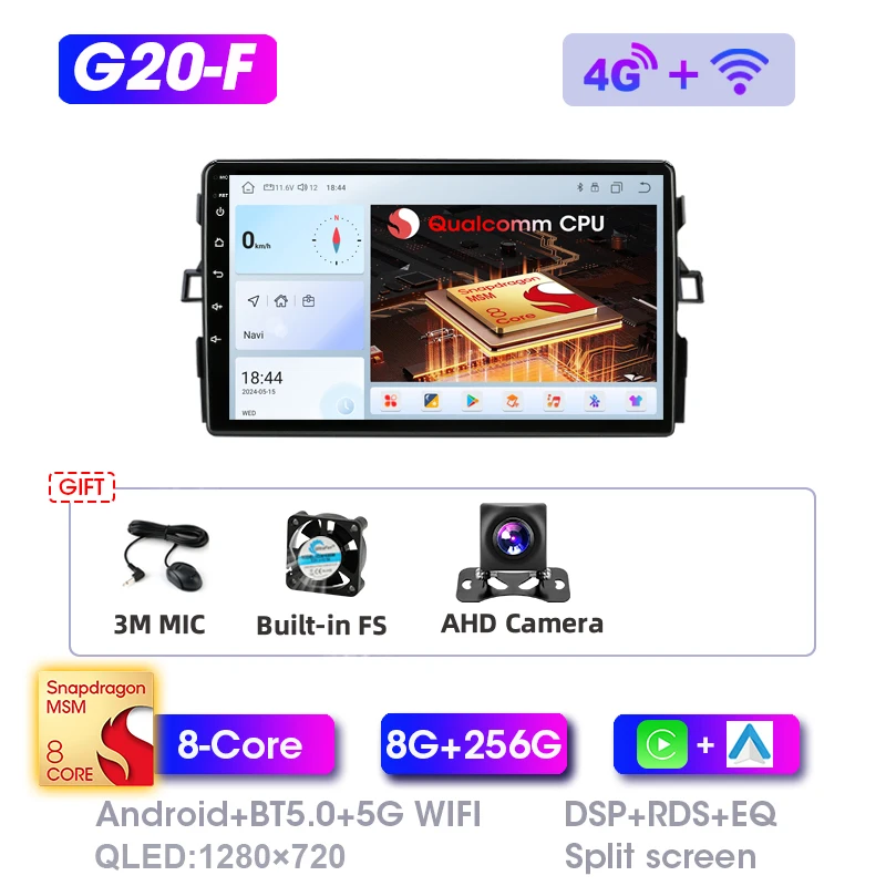 Srnubi 2Din Autoradio CarPlay AndroidAuto WiFi GPS BT Ondersteuning Backup Camera Video Muziek Voor Toyota Auris E150 2006-2012 Stereo