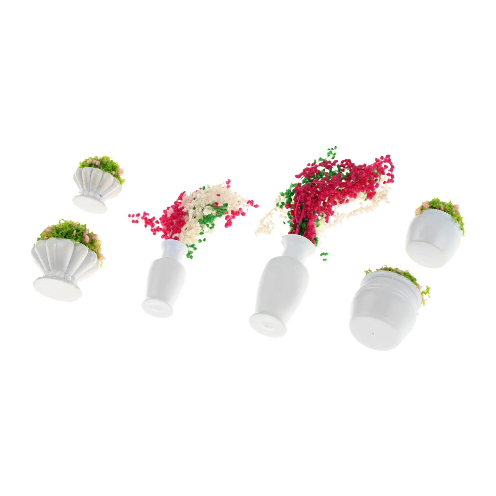 6 قطعة/المجموعة مصغرة زهرة الأواني الملونة مزيج هو O مقياس نموذج السكك الحديدية دمية Diorama المشهد حديقة ديكور 6 أنماط مختلفة