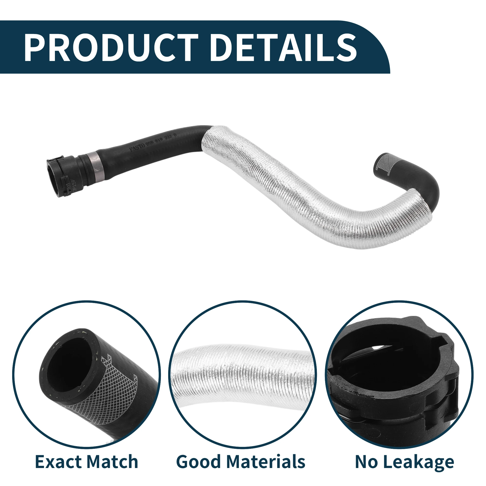 UXCELL ラジエーターホース ヒーターホース ラジエーター出口ホースパイプ ポルシェ マカン 2015用 No.95B819332A ゴム製冷却液パイプ ブラック 1個