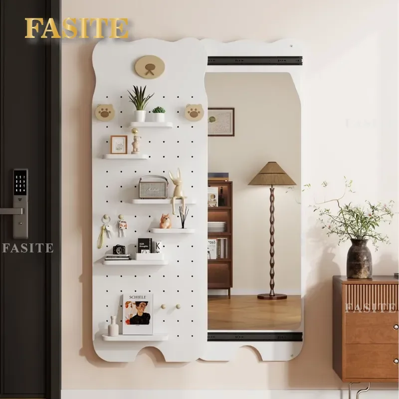 For Solid Wood Hole Board Push Pull Full Body Mirror Hidden Non Punching Wall Mounted Full Length Mirror Entrance Fitting