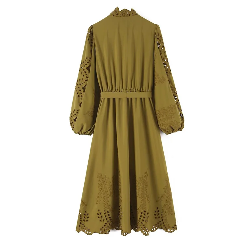 Guobioziy Women's Dress 2026 Early Autumn New Fashion Versatile High-End Heavy Embroidery Hollow Positioning Flower Dress