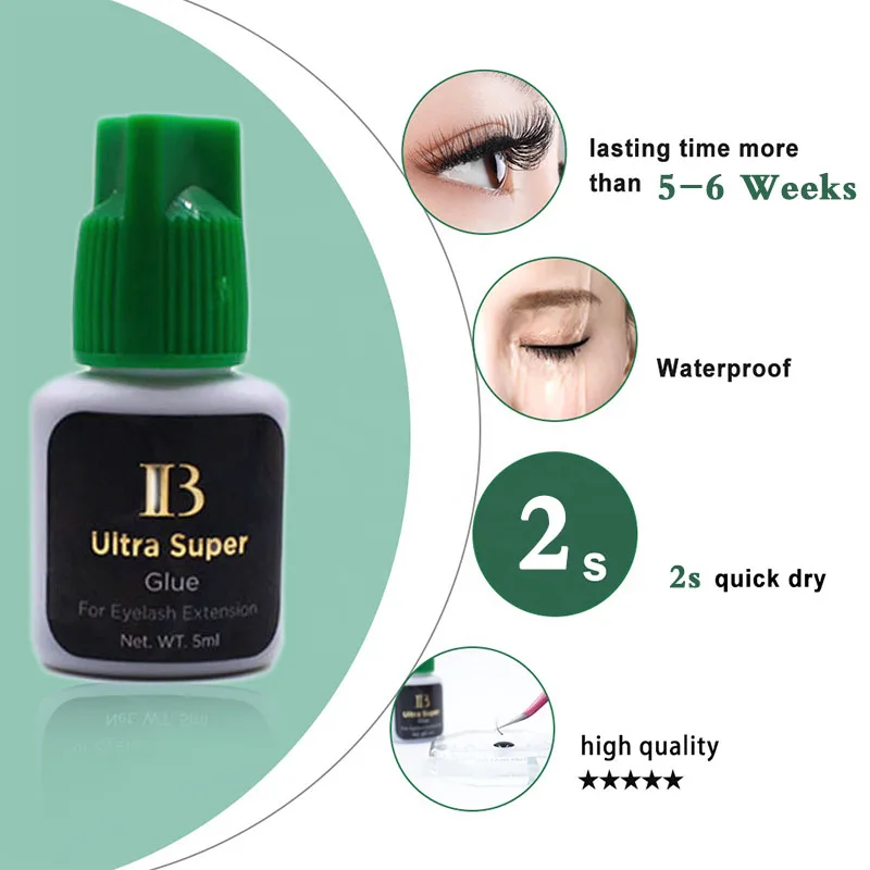 IBeauty Ultra Super Glue False Eyelash Extensions Supplies 2s Quick Dry 5ml/10ml Green Cap Korea Waterproof Adhesive Makeup