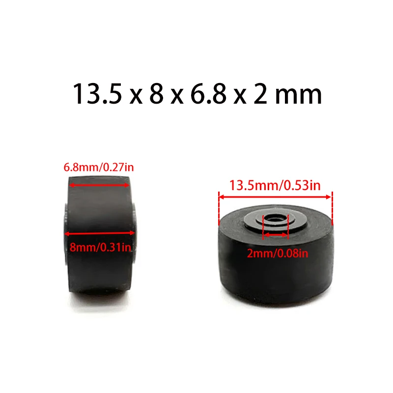 1Pcs 13.5x8x6.8x2mm Rubber Pinch Roller Belt Wheel For Tape Recorder Deck Cassette Movement Radio Audio Drive Player Accessories