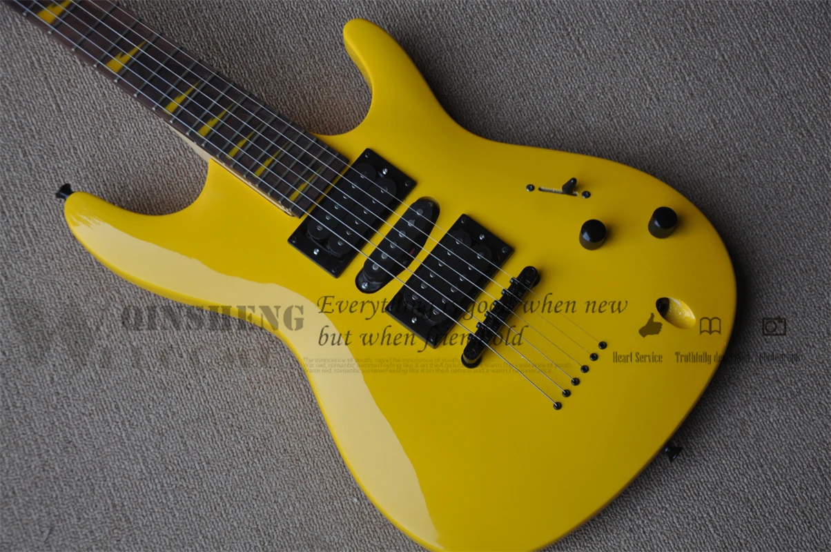 Ultra Thin electric guitar yellow guitar Mahogany body maple wood rose wood fingerboard 22 fret fixed bridge string through body