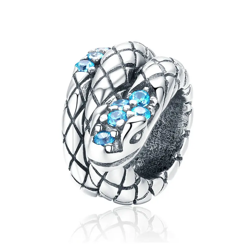 WOSTU Charm aus 925er-Sterlingsilber, Retro-Spiralschlange, Arbeitsschiff, hohles Kreuz, Schmetterling, Silikonperle, passend für Original-Armbänder, DIY-Geschenk