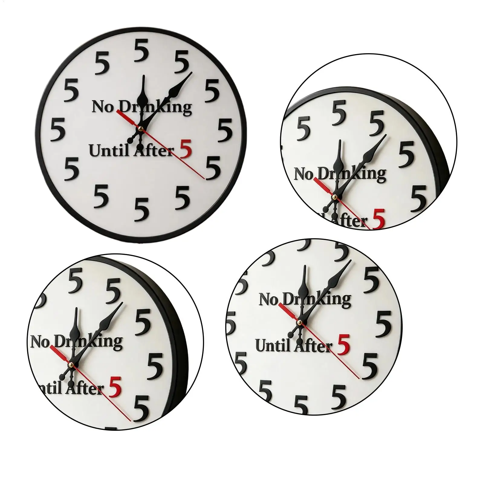 Kitchen Wall Clock 25x25cm Modern Funny Easy Read Non-Ticking No Drinking Silent Wall Clock Decorative Watch for Bedroom Home