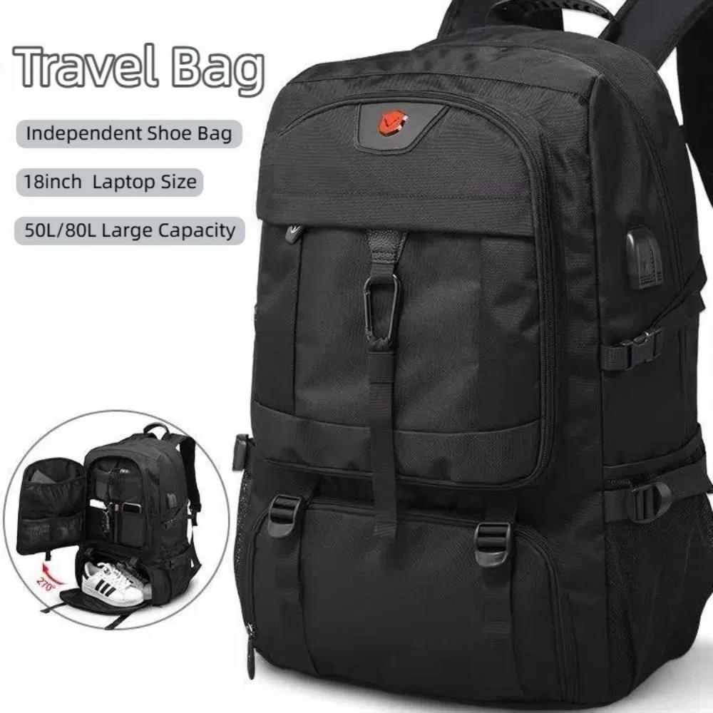 

Oxford Cloth Business Backpack Large Capacity Black Outdoor Travel Bag Waterproof USB Charging Laptop Backpacks for Men Women