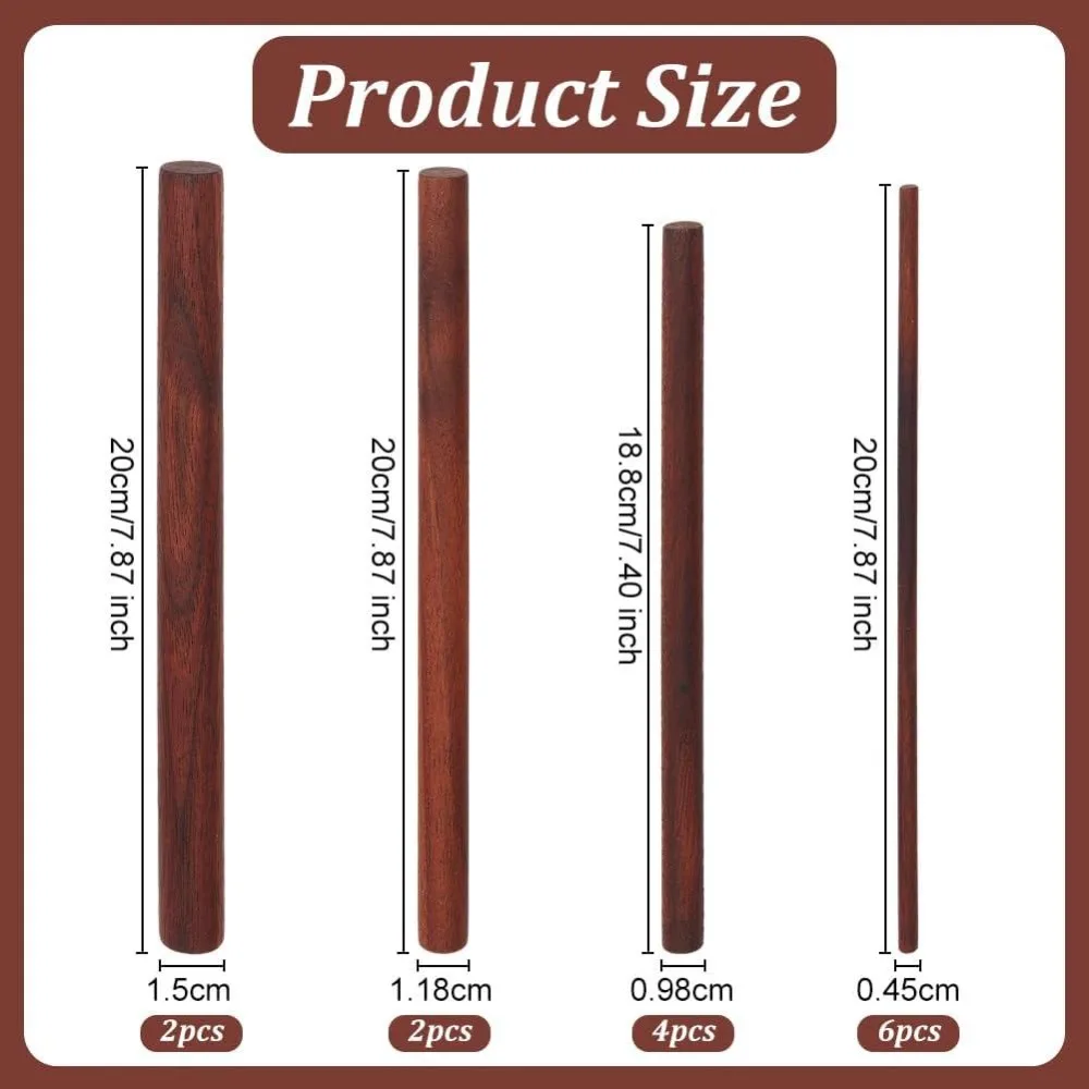14 Pcs Walnut Dowel Rods 4.5/9.8/11.8/15mm Diameter Wood Sticks 7.4~7.9 inch Long Unfinished Round Sticks Wooden Carving Blocks