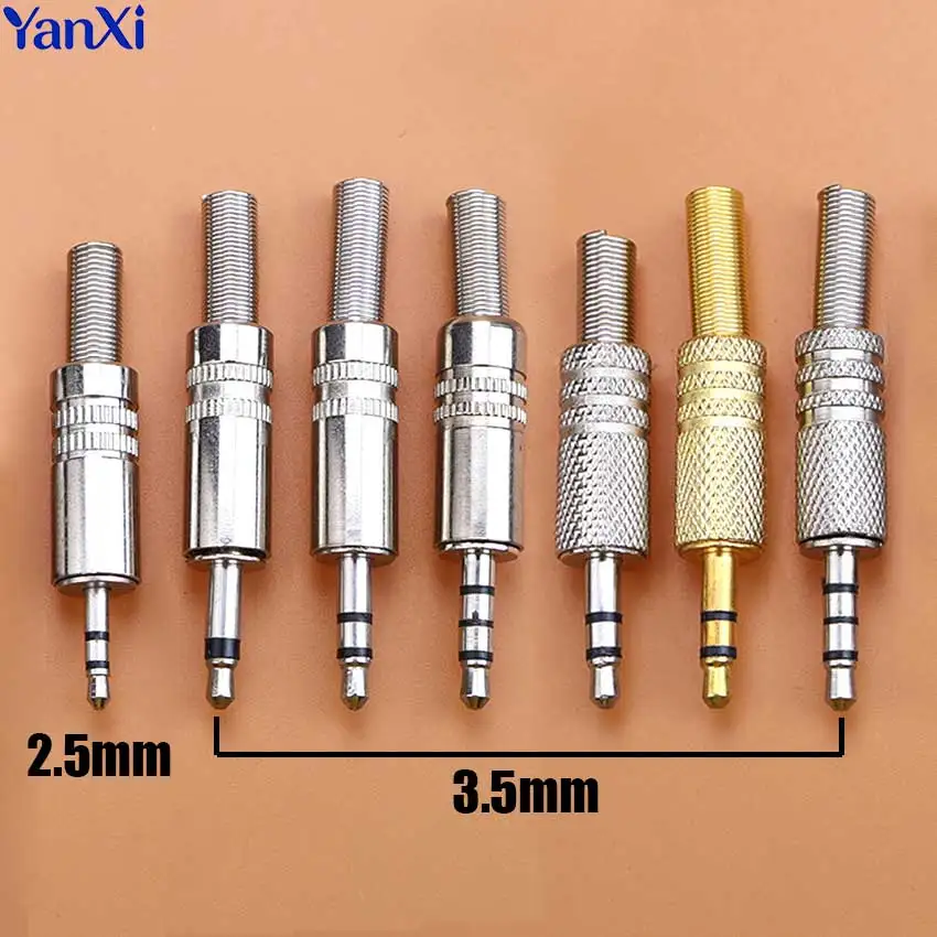 2/5/10pcs 2.5mm 3.5mm Headphone Male Plug Mono Stereo Audio Solder Cable Connector 2/3/4 Pole Earphone Jack Adapter