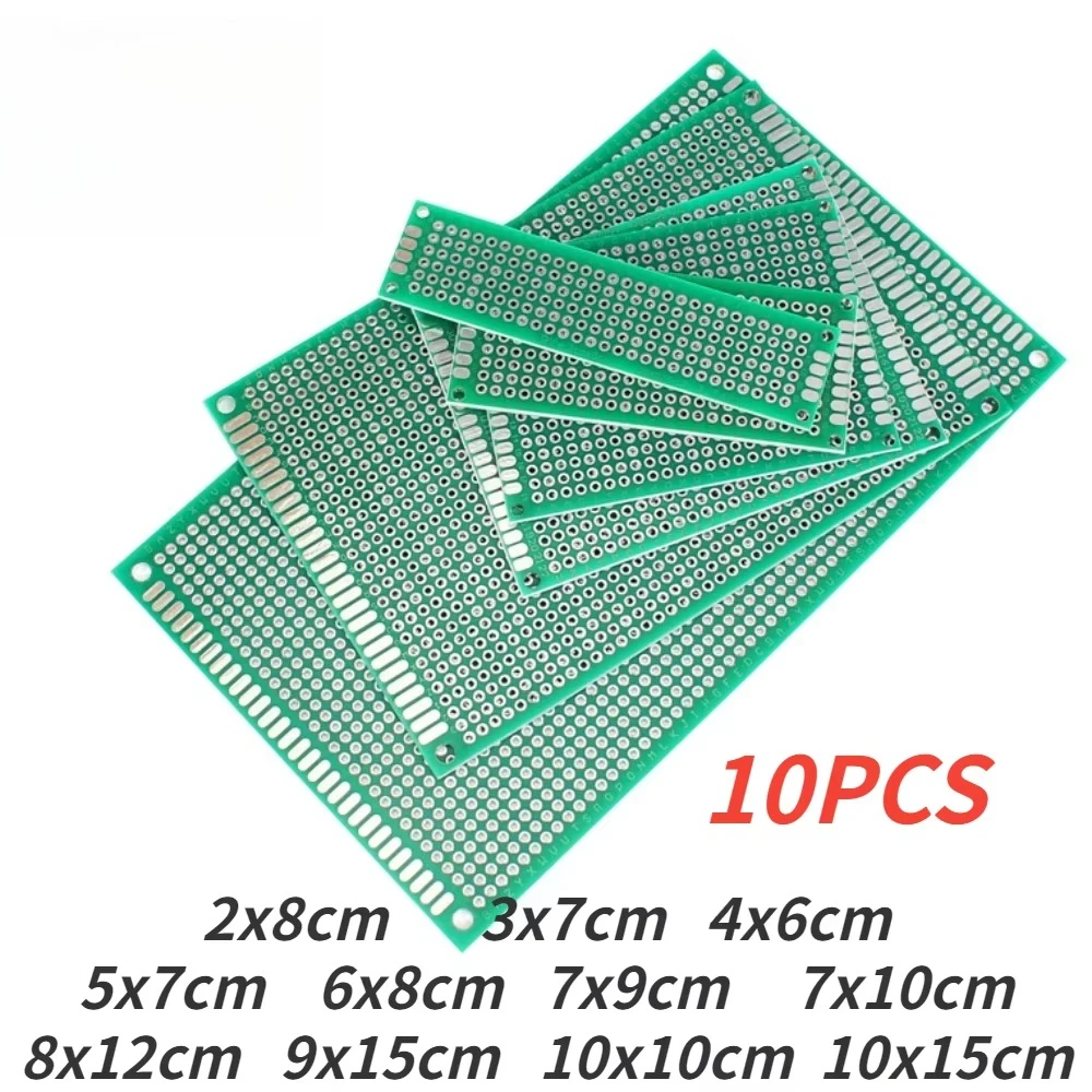 10 sztuk dwustronnych płyt prototypowych PCB 2x8 3x7 4x6 5x7 7x9 10x10 10x15CM Uniwersalny zestaw elektroniczny do samodzielnego montażu płytek drukowanych PCB