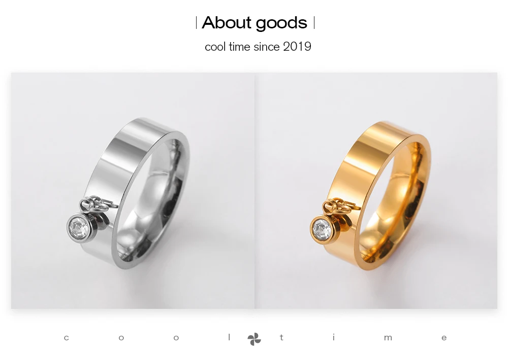 COOLTIME Mode Minimalistischen Frauen Ring Edelstahl Gold Farbe Mit Charme Zirkon Anhänger Ring Schmuck Hochzeit Geschenk – Detail 3