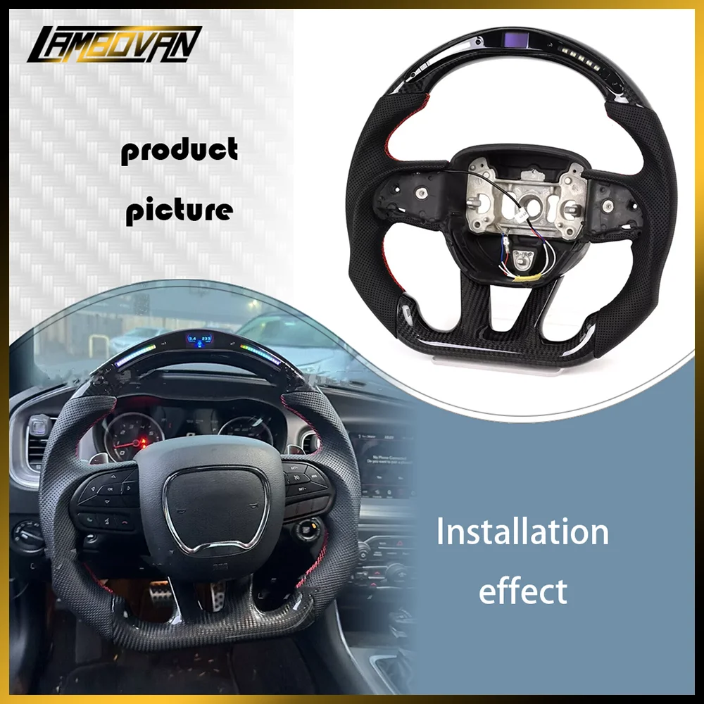 

Светодиодный руль из углеродного волокна для Dodge Challenger Charger durango 2015-2024 Jeep Grand Cherokee SRT 2014-2024