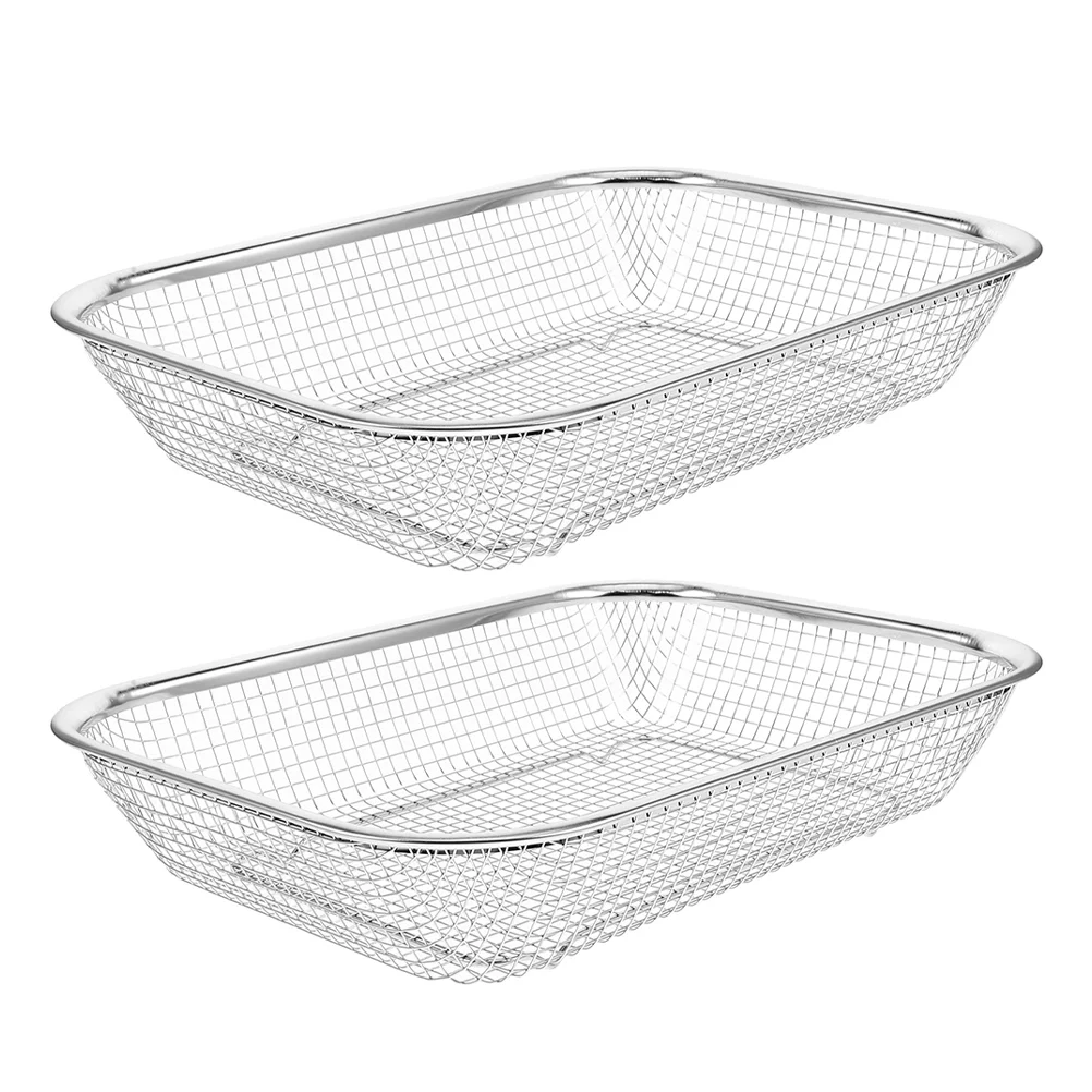 

2 Pcs Dishwasher Accessories Stainless Steel Flat Basin Cutlery Holder Tableware Rack Mesh Basket for Fine Sink Silverware