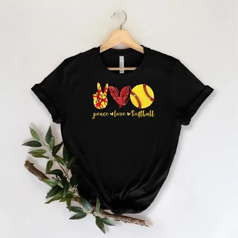 Peace Love Softball T-Shirt Liebhaber Inspirierender Spieler