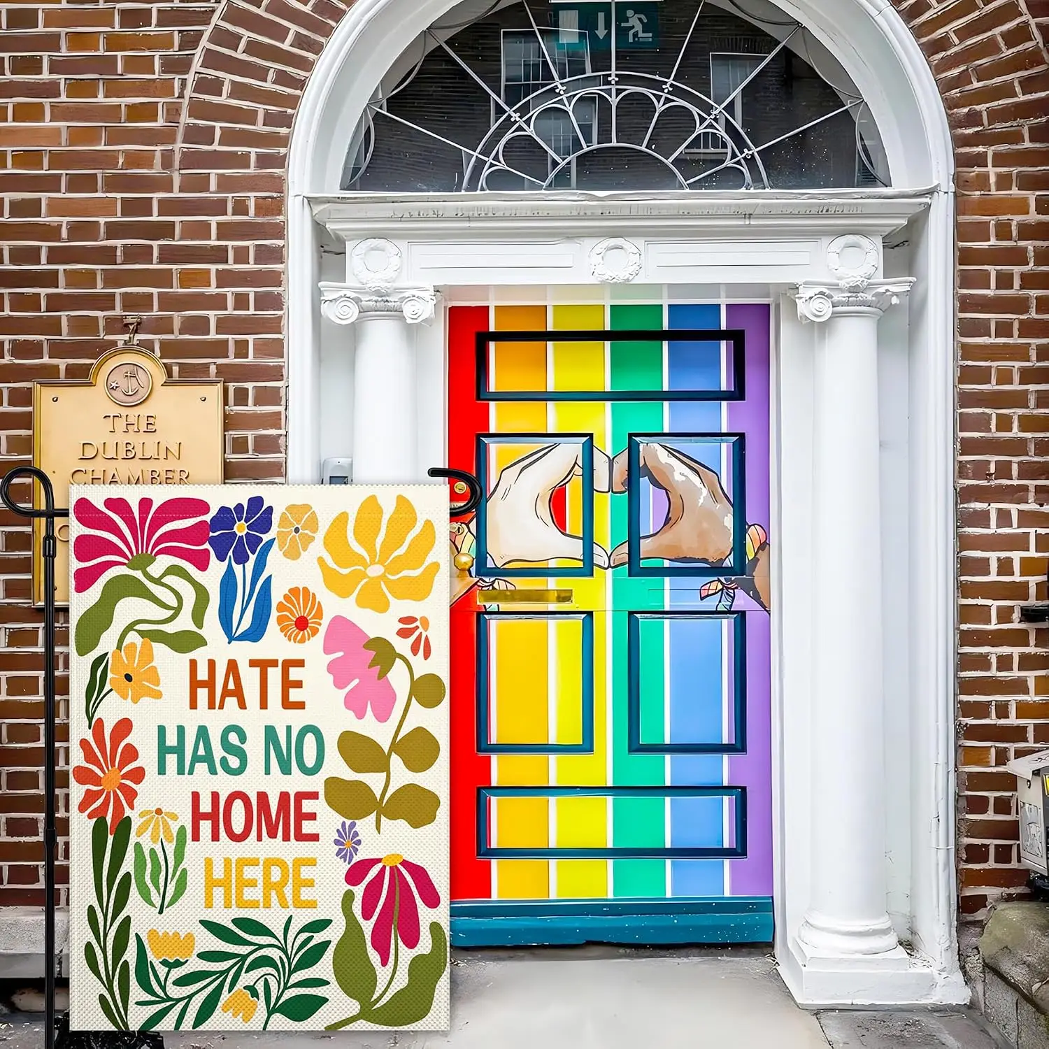 Hate Has No Home Here Garden Flag for Outside 12x18 Pride Kindness Peace Yard Flags Double Sided Vertical Lgbtq Floral Decor kkz