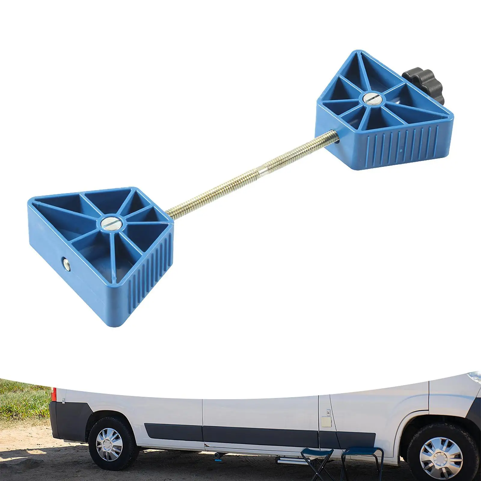 RV Wheel Stop Accessory Easy to Use Blue for Campervan Van Trailer Truck