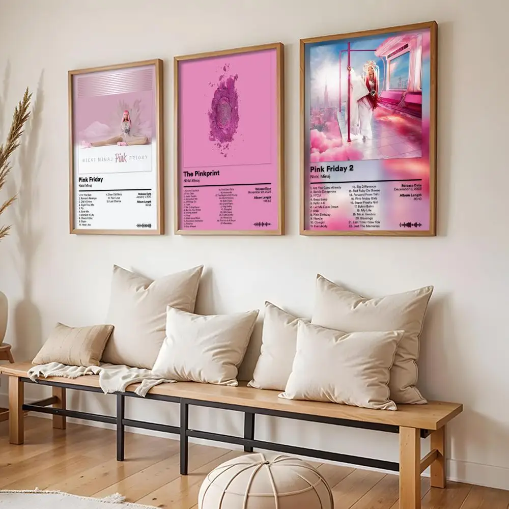 N-Nicki M-Minaj Album Poster Stickers HD Painting Self-Adhesive Art for Bedroom Living Room Home Decor Modern Wall Decals Gift