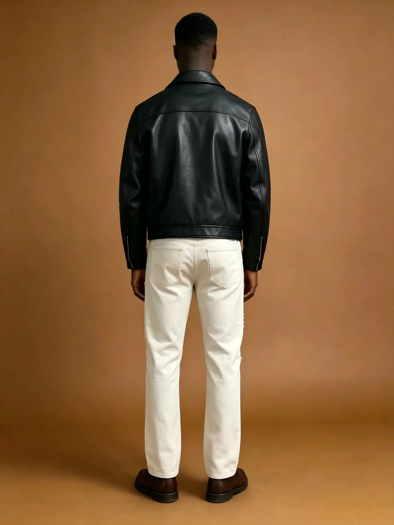 【HME】Men's Jeans | Fashion Destroyed Repair‑Look Denim Pants Men, Off‑White Washed Straight Cut Denim Trousers, Multiple Fray Patch Details, Match Leather Jackets For Street Men Pants