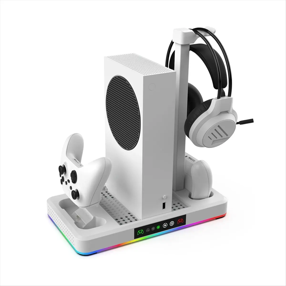 DTD770-HOT-Dual Charging Station Dock Controller Vertical Cooling Stand Cooling Fan Stand with RGB Light for S B