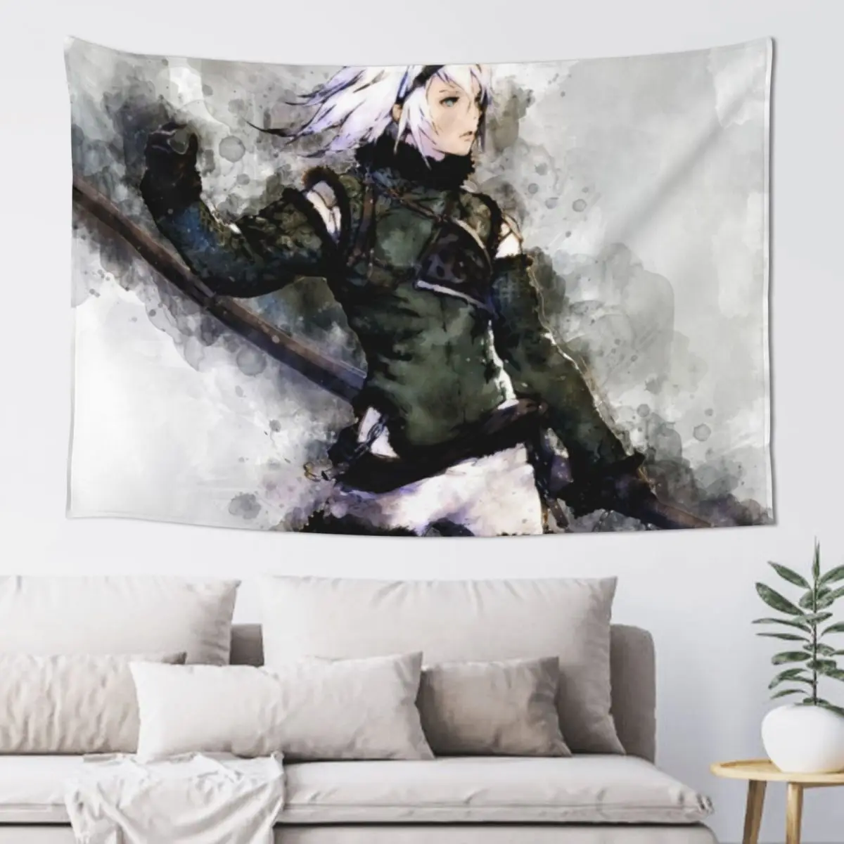 NieR Replicant - Protagonist *Watercolor* Tapestry Home Decor Aesthetic Aesthetic Room Decoration Tapestry