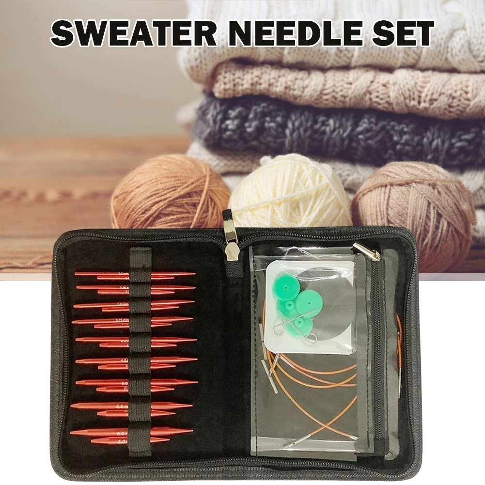 1 Set Circular Needle Removable Aluminium Knitting Needles Set Handmade Crafts Comfortable Grip Festival Gift DIY Scarves Gloves