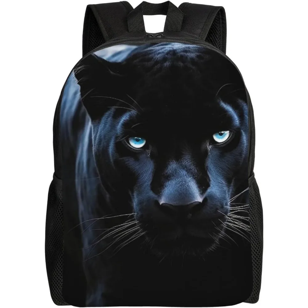 

Panther With Blue Eyes Cute Backpack Waterproof Lightweight Laptop Backpack Shoulder Bag Casual Daypack For Women Men