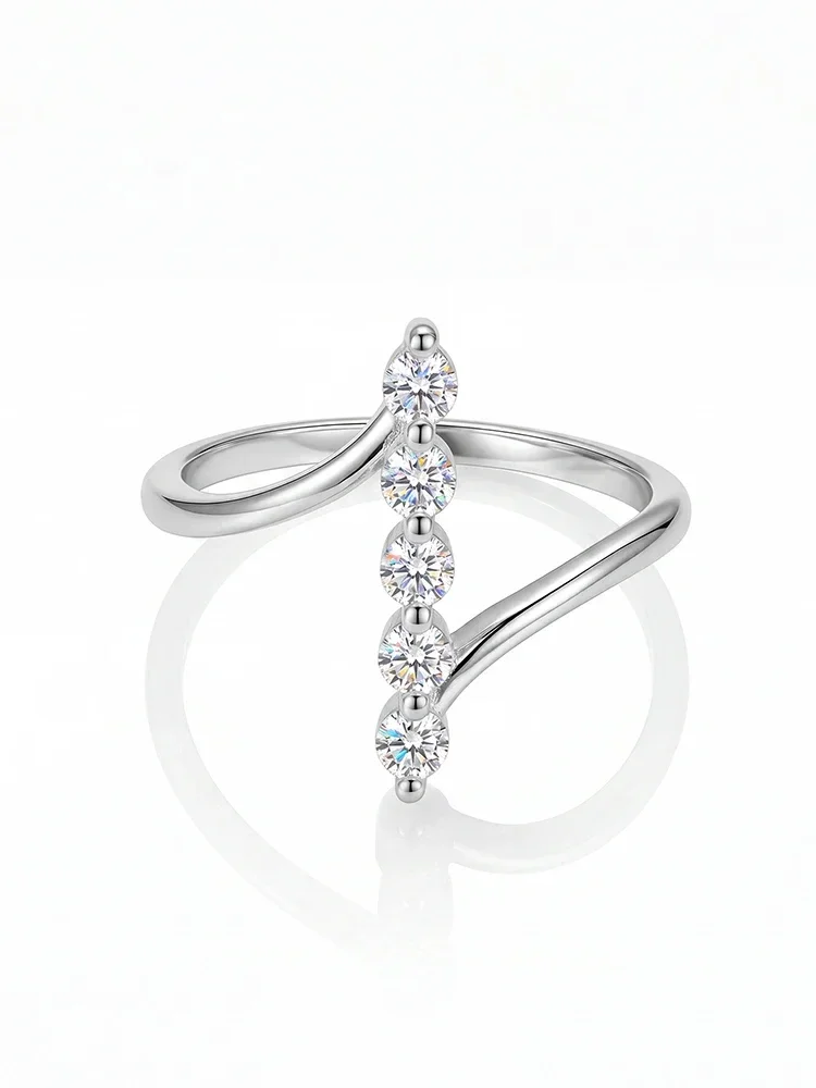GRA Echte Runde Moissanit-Diamant Gedrehte Ringe für Frauen Jubiläum Hochzeit 925 Sterling Silber Hochwertige Feine Schmuckstücke – Detail 4
