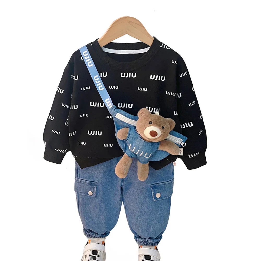 

Kids Sweatsuit Sets 2024 Spring Autumn Baby Boy Clothes 1 To 2 Years Cartoon Long Sleeve Hoodies Tops and Pants for Boys Suit