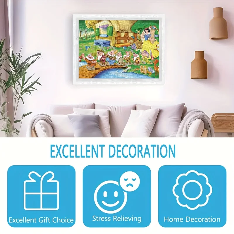 1000 pezzi Puzzle Personaggi dei cartoni animati Biancaneve e Dwarves Puzzle da appendere a parete Gioco per adulti Regalo Gioco interattivo per la famiglia Halloween