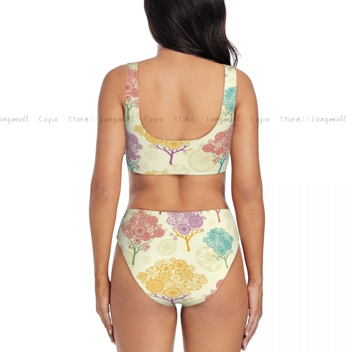 Sexy bikini set kleurrijke abstracte bomen achtergrond badmode vrouwen twee stukken badpak beachwear vrouwelijke badpakken