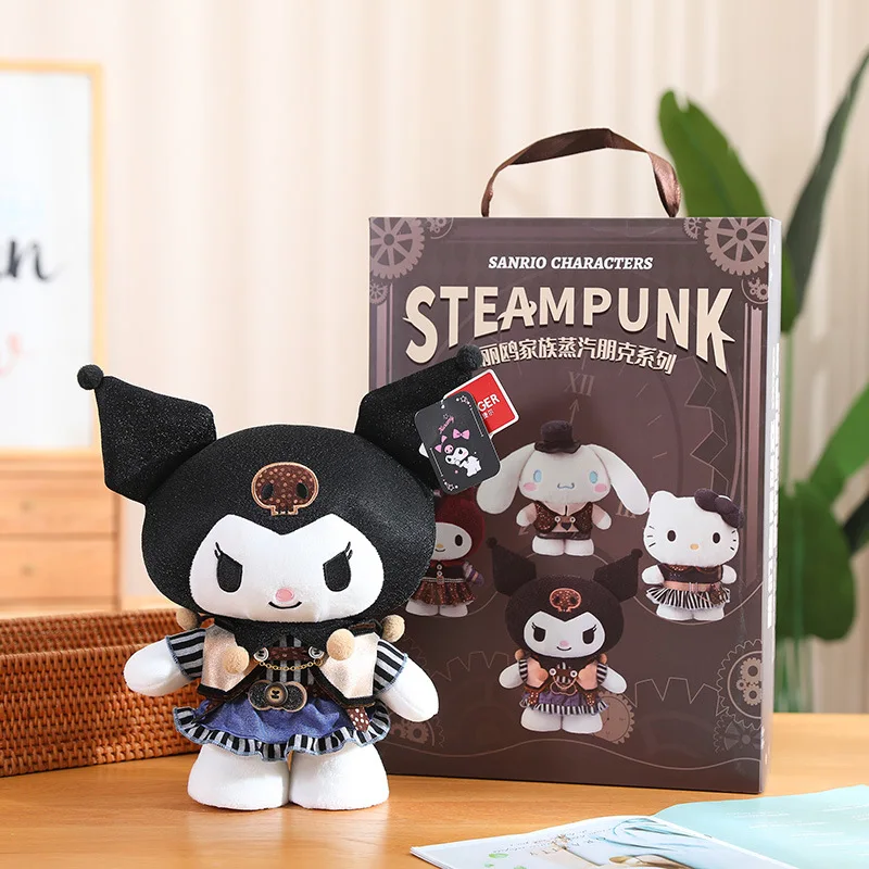 Sanrio Steampunk Series Plush Toys My Melody Hello Kitty Kuromi Cinnamoroll Plushies Kawaii Anime Ornaments Doll Children Gift