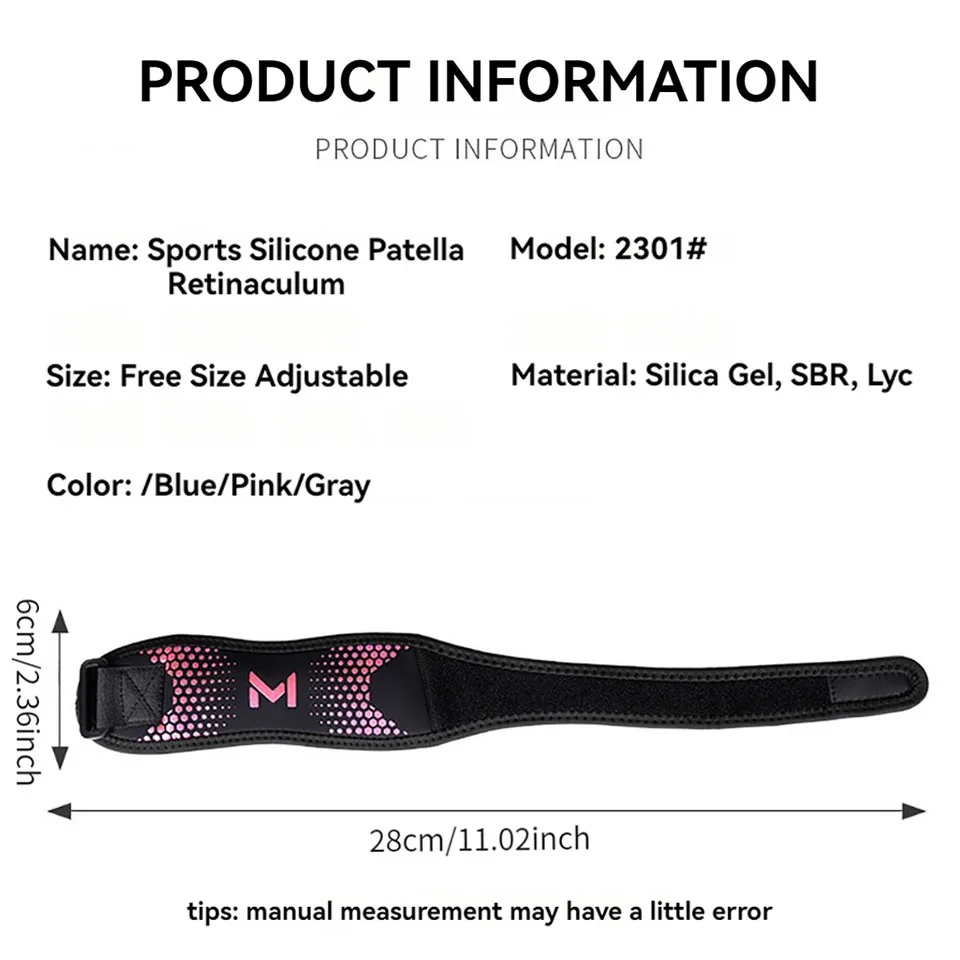 GTUBIKE 1PC Patella Knee Strap Adjustable Knee Brace Patellar Tendon Stabilizer Support Band for Soccer Basketball Running Jumpe
