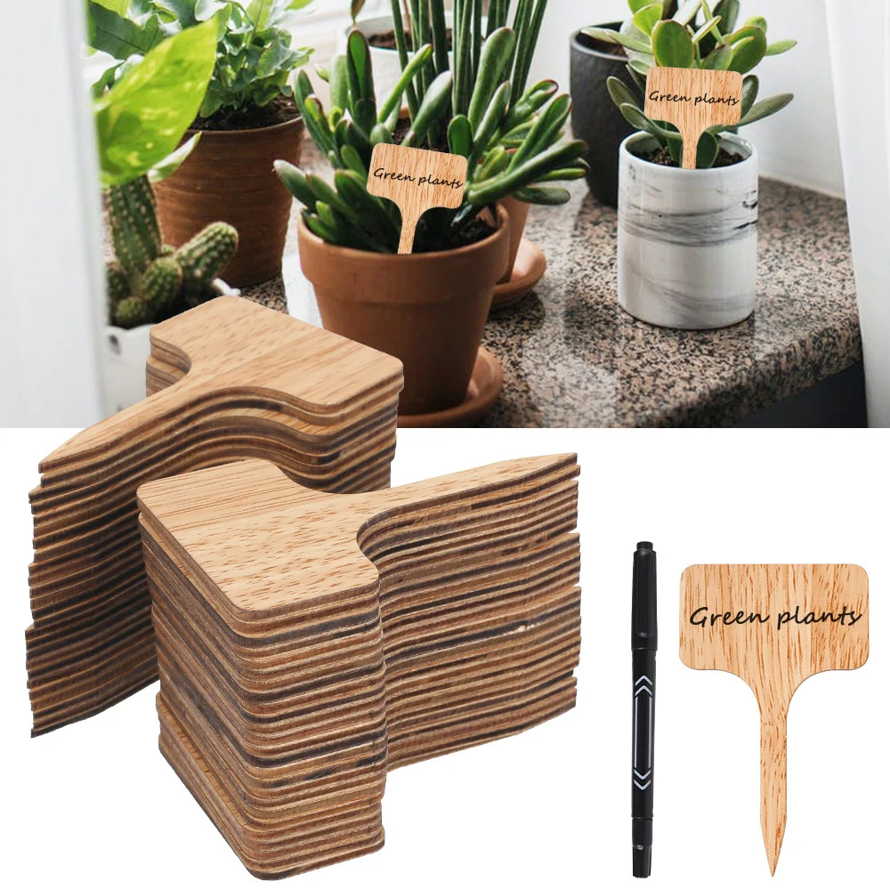 

10/20PCS T-Type Bamboo Plant Labels Eco-Friendly Wooden Plant Sign Tags Garden Markers for Bonsai Seed Potted Herbs Flowers Tool