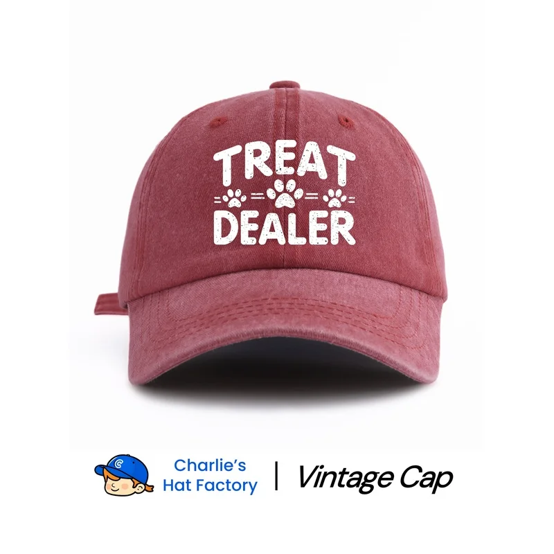 1 pc TREAT DEALER Print Washed Baseball Cap, Classic Casual Stylish Vintage Soft Sweatband Adjustable Size Lightweight