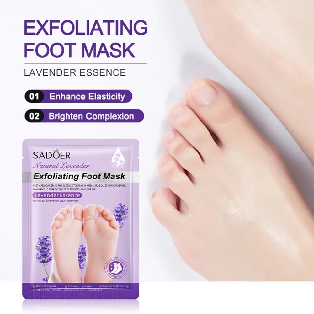 Mascarilla exfoliante con esencia de leche de cabra y lavanda para pies, máscara Exfoliante para reparar talones ásperos y pelar callos de piel seca muerta