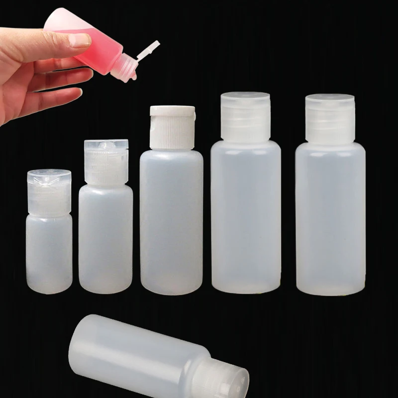 50 Stuks Lege 10Ml-50Ml Mini Plastic Knijpbare Flessen Met Flip Cap Reiscosmetica Containers Voor Vloeibare Shampoo Conditioner