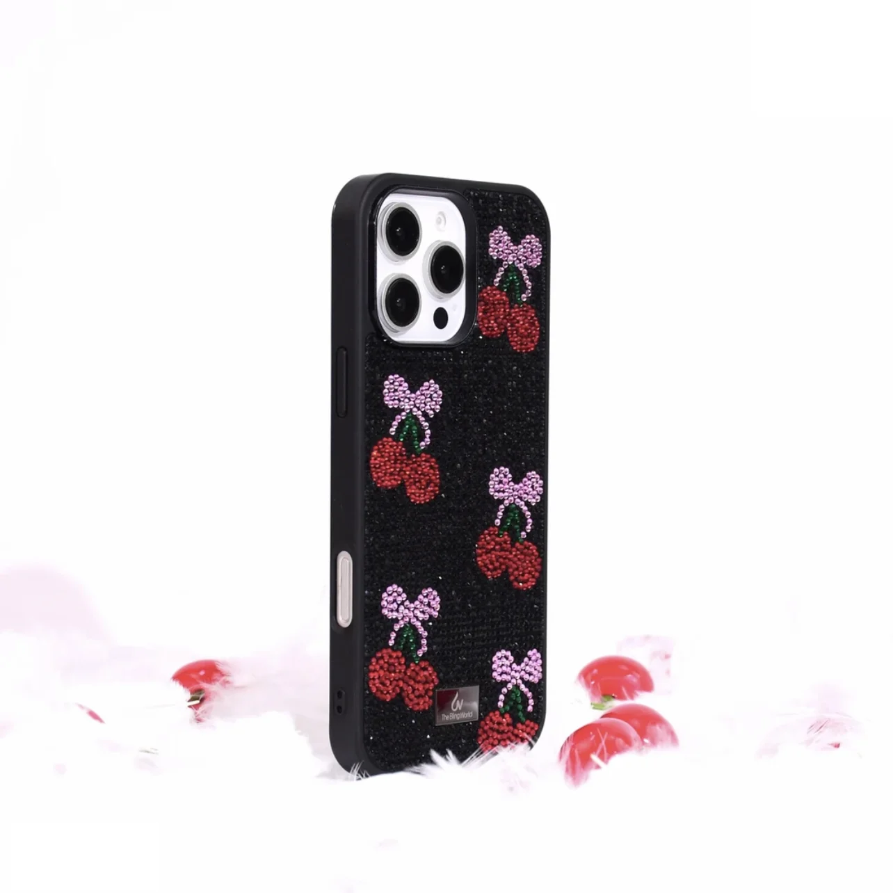 آيفون 17 16 برو ماكس جراب هاتف بريق الكرز حجر الراين لابل 15 14 زائد 13 قسط السيدات الإبداعية غطاء مقاوم للصدمات #3