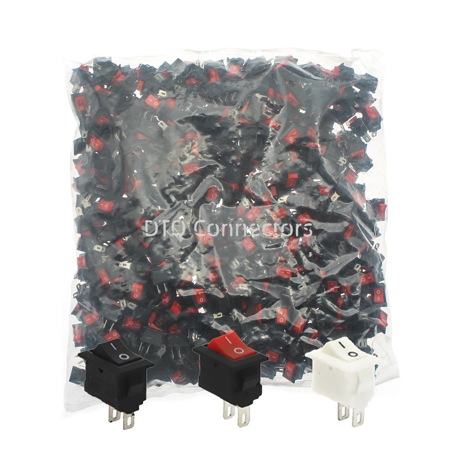 100/500Pcs Lot Push Button Switch 10x15mm SPST 2Pin 3A 250V Snap-in On Off Electrical Mini Rocker Switch 10*15mm Black Red White