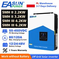 EASUN 6.2kw 4.2kw Solar Inverter Hybrid 48 V 24 V Pure Sine Wave Off-grid MPPT 120 A Charge Controller