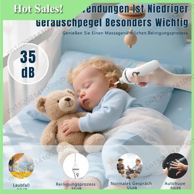 -FDDT Strumento per la rimozione del cerume con aspirazione sottovuoto, cucchiaio elettrico per orecchie con luce per bambini e adulti, dispositivo sicuro per la cura dell'orecchio