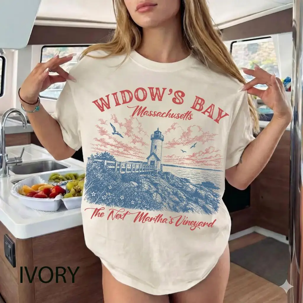 Widow's Bay Travel Comfort Color T-Shirt, Coastal Horror Fandom Tee, Funny Retro TV Graphic Tee, Halloween Shirt