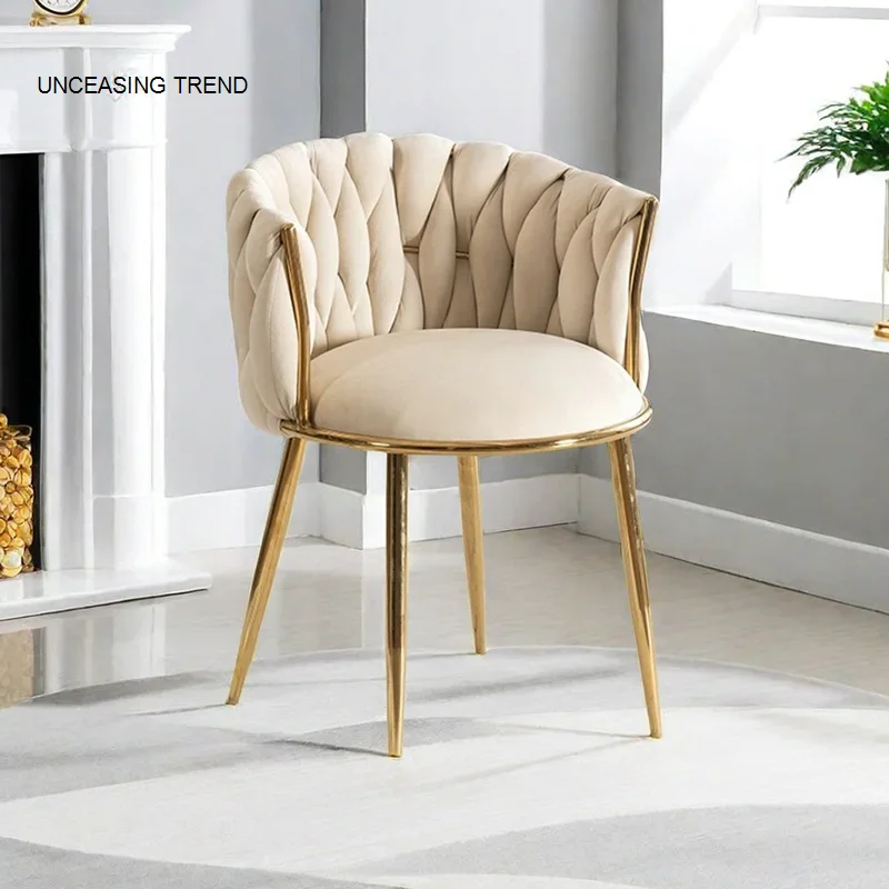 Velvet Nordic Armchair Dining Chair Living Room Relaxing Cafe Chair Luxury Design Vanity Stool Fauteuils De Salon Furniture