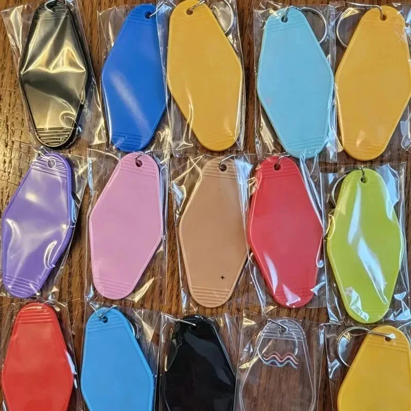 1-20pcs DIY Blank Key Tags Colorful Plastic Hotel Number Classification Card Name Baggage Tag ID Split Ring