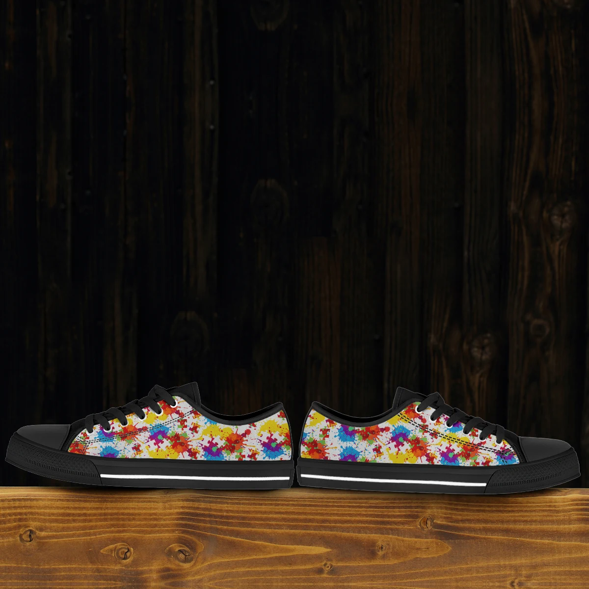 ELVISWORDS New Iridescent Graffiti Inha Black Soft Sole Classic Ladies Vulcanized Shoes Soft And Comfortable Casual Shoes image 5