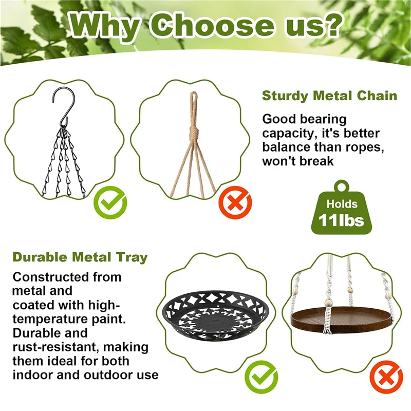 3-pack plantenhanger, 12 inch metalen hangende plantenbak voor binnen-buitenplanten, decoratieve hangende plantenplank, gemakkelijk te gebruiken