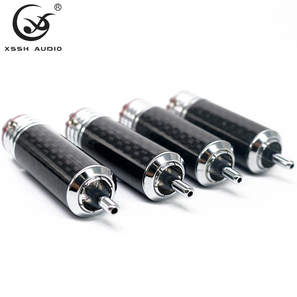 8pcs Male Lotus Adapter OEM ODM Wholesales XSSH HIFI DIY Copper Plating Rhodium Carbon Fiber Audio Video RCA Plug Connector Jack