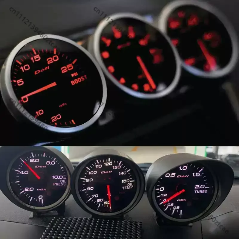 Multi Color Matte Convex Racing Triple Gauge Turbo Boost Water Temp Oil Pressure Oil Temp RPM Car Modified Meter