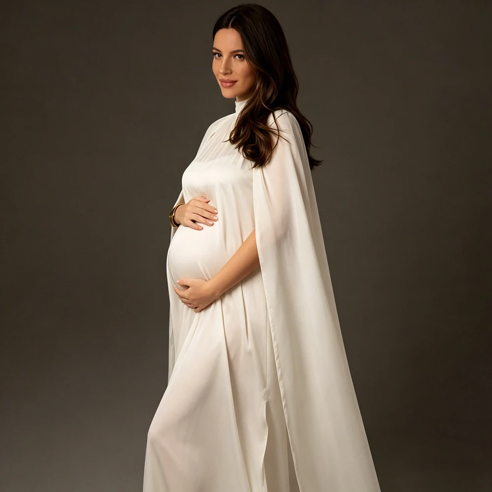 Maternity Photography Props Dress Elegant Cape Pregnant Women Photoshoot Gown Studio Pregnancy Outfits Baby Shower Outfits view 4